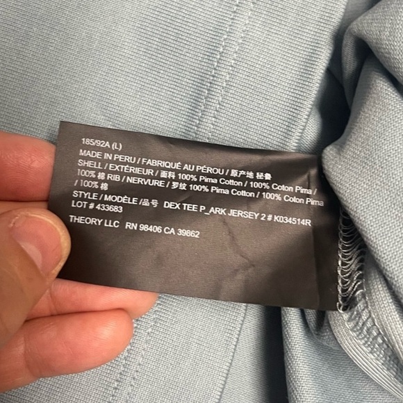 Theory Men’s Dex Tee in Poseidon Arc. - Picture 4 of 5